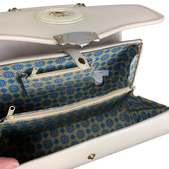 Rosenio Splendid Beige Structured Doctors Handbag Bag w Shoulder Strap - Picture 11 of 16